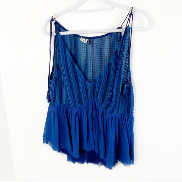 Akemi + Kin Anthropologie Blue Balance Tassel Top - Picture 3 of 11